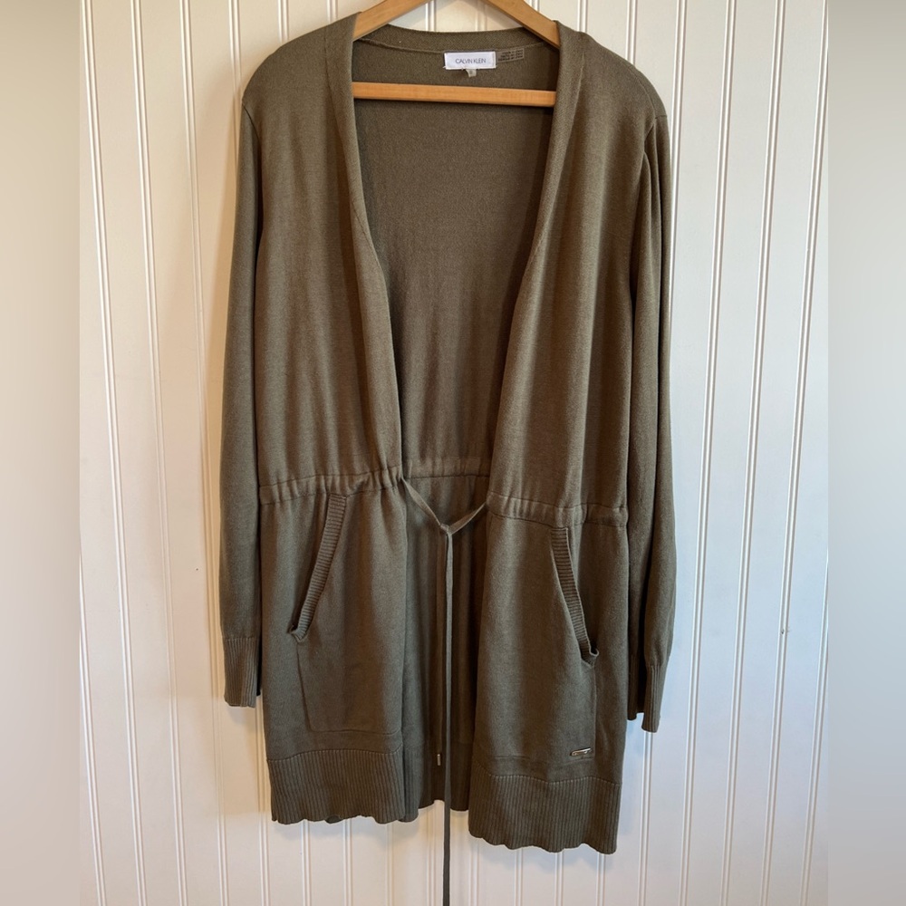 Calvin‎ Klein sage green Women's Cardigan medium